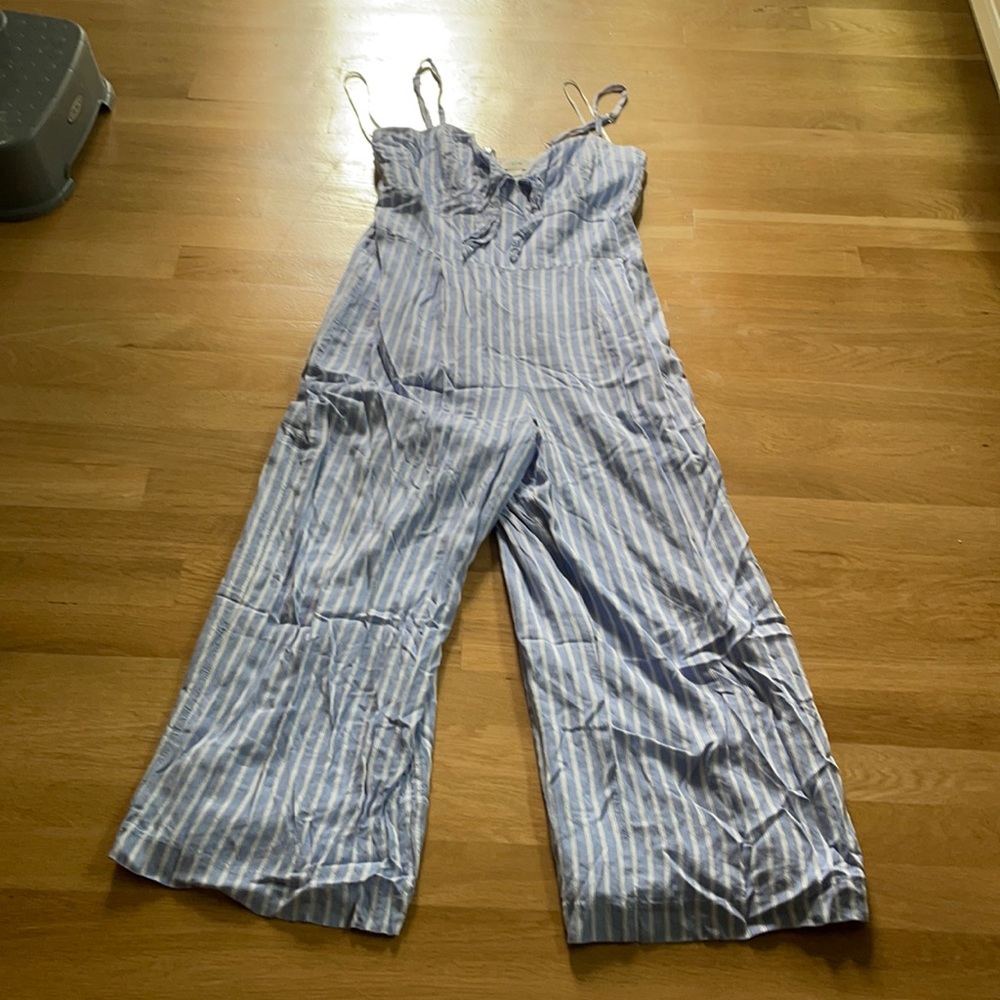 J crew striped jumpsuit size 8